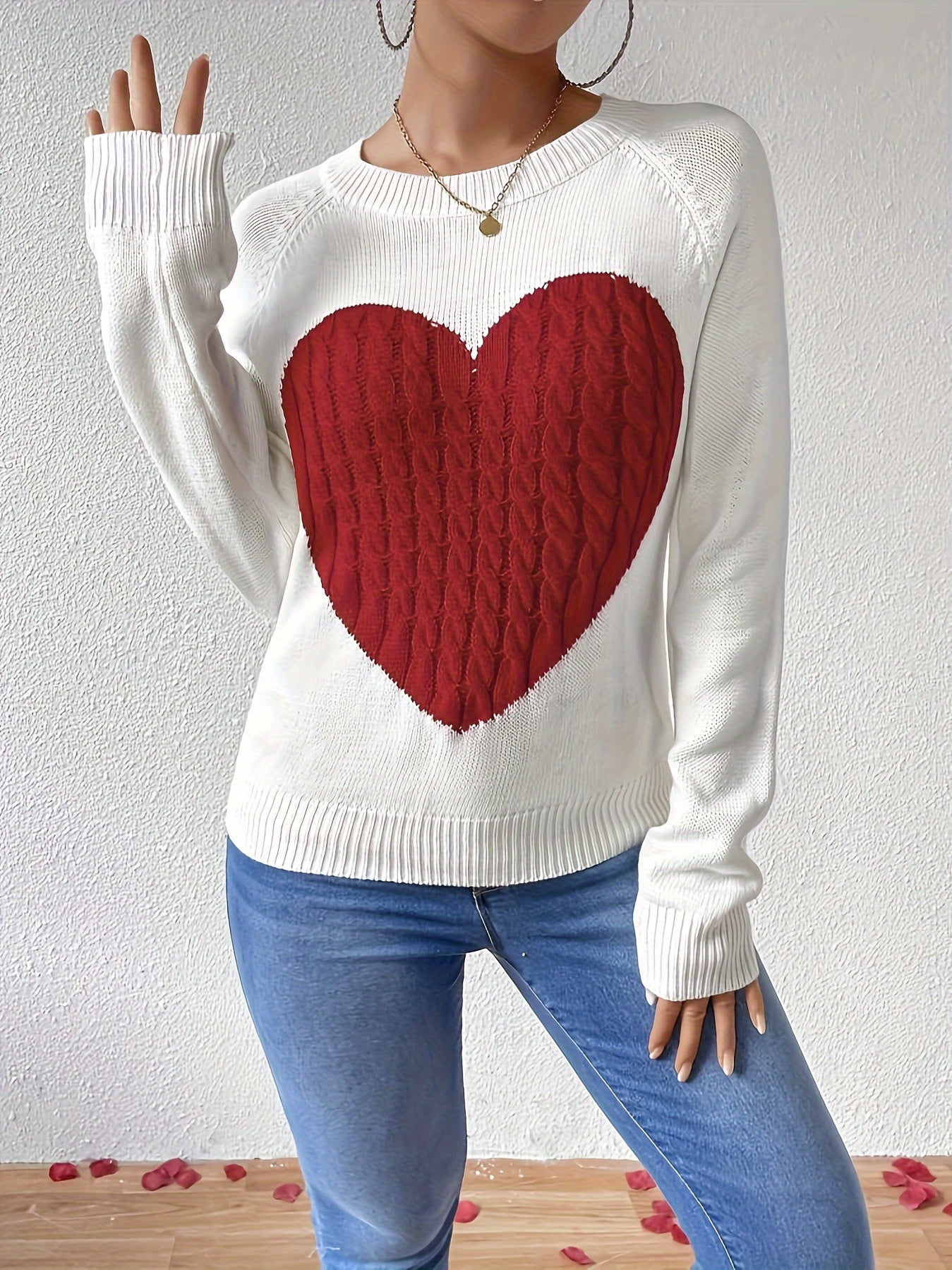 Amara™ | Heart Knit Pullover