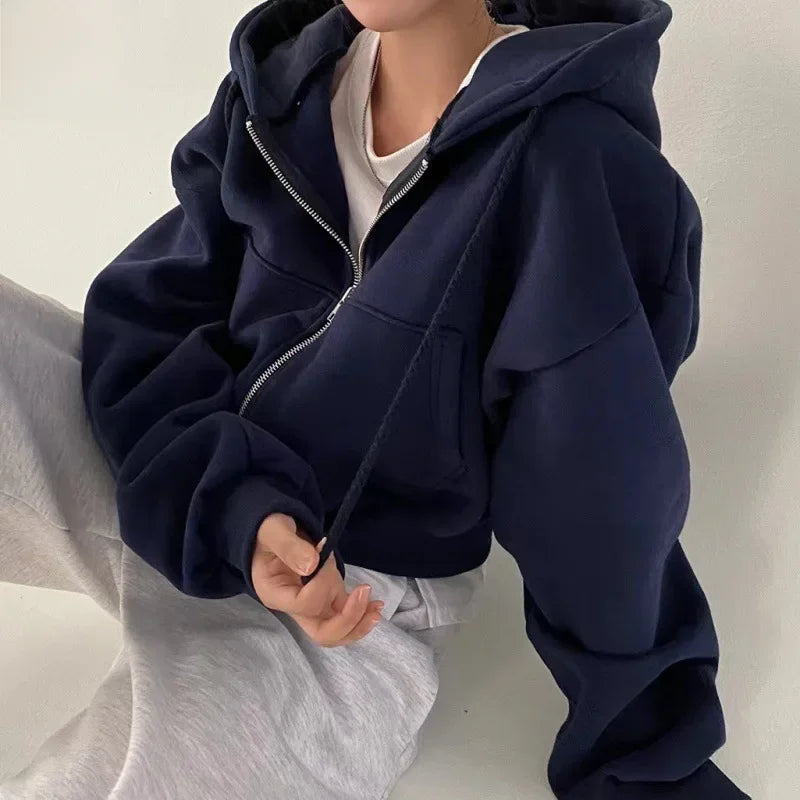 Amelia™ | Fleece-Lined Cropped Hoodie