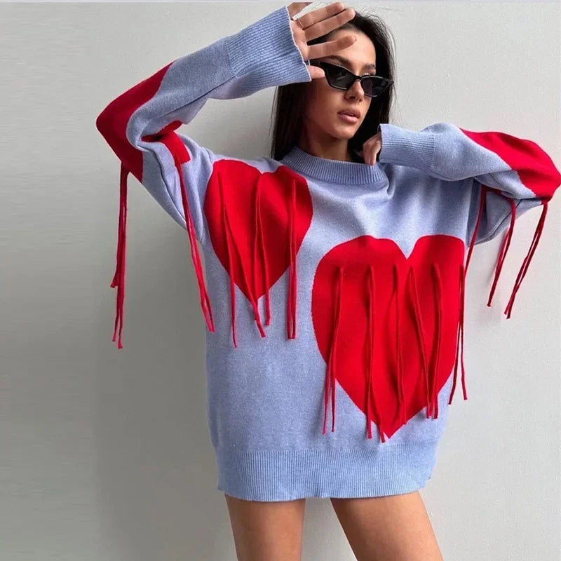 Amelia™ | Love Print Knitted Sweater